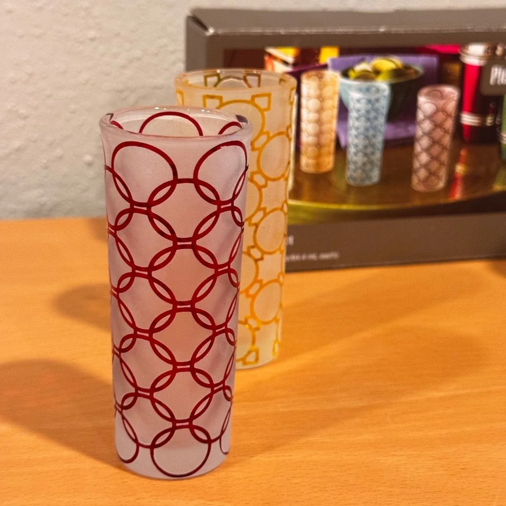 Pier 1 Imports Shot Glass Set Unisex OS Multicolor Frosted Geometric Barware